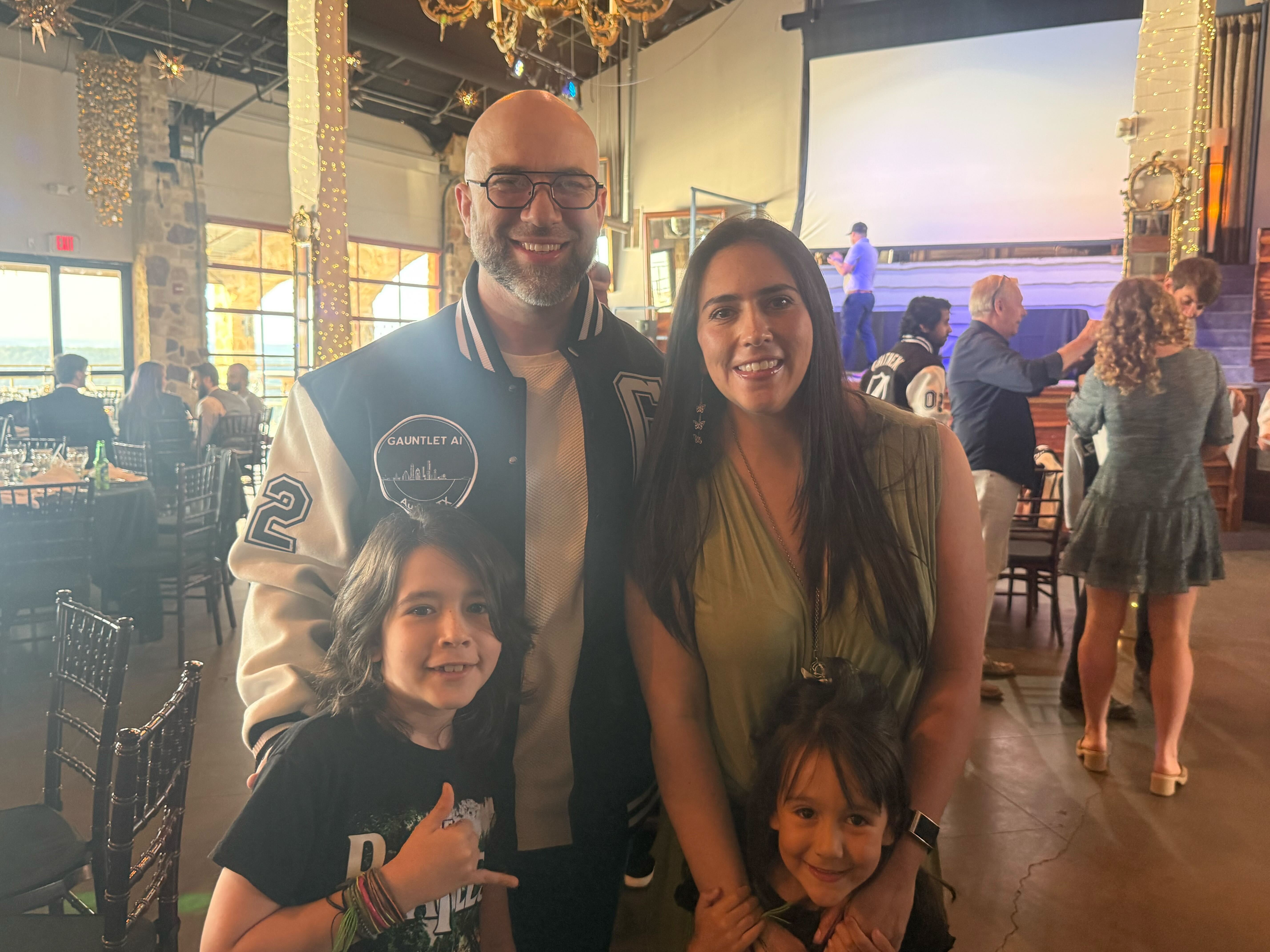 The nine-year-old working with a robotics kit and AI